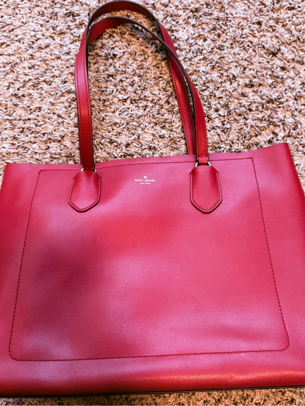 kate spade Red Leather Tote with Top Handles
